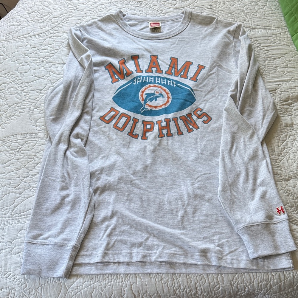 HOMAGE Miami Dolphins White Crewneck Tee, NWOT